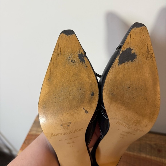 Vintage Etienne Aigner Black Heeled Mules with Timeless Elegance, Size 8 - Picture 9 of 10